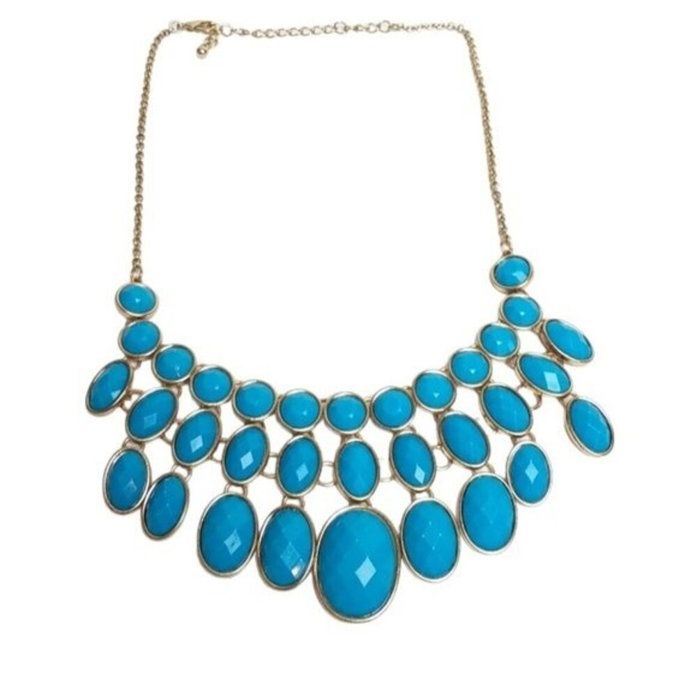 H&M Blue Oval Statement Necklace